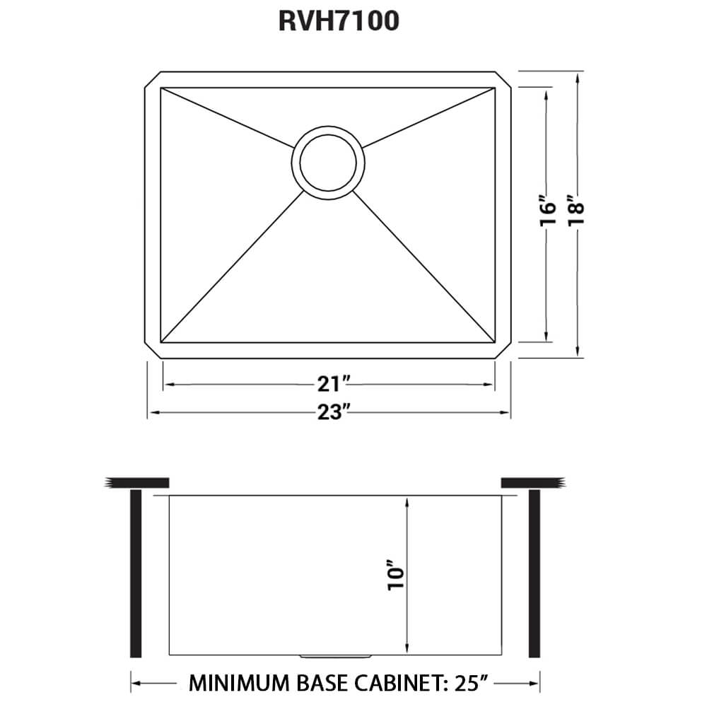 Ruvati 23-inch Undermount 16 Gauge Zero Radius Kitchen Sink