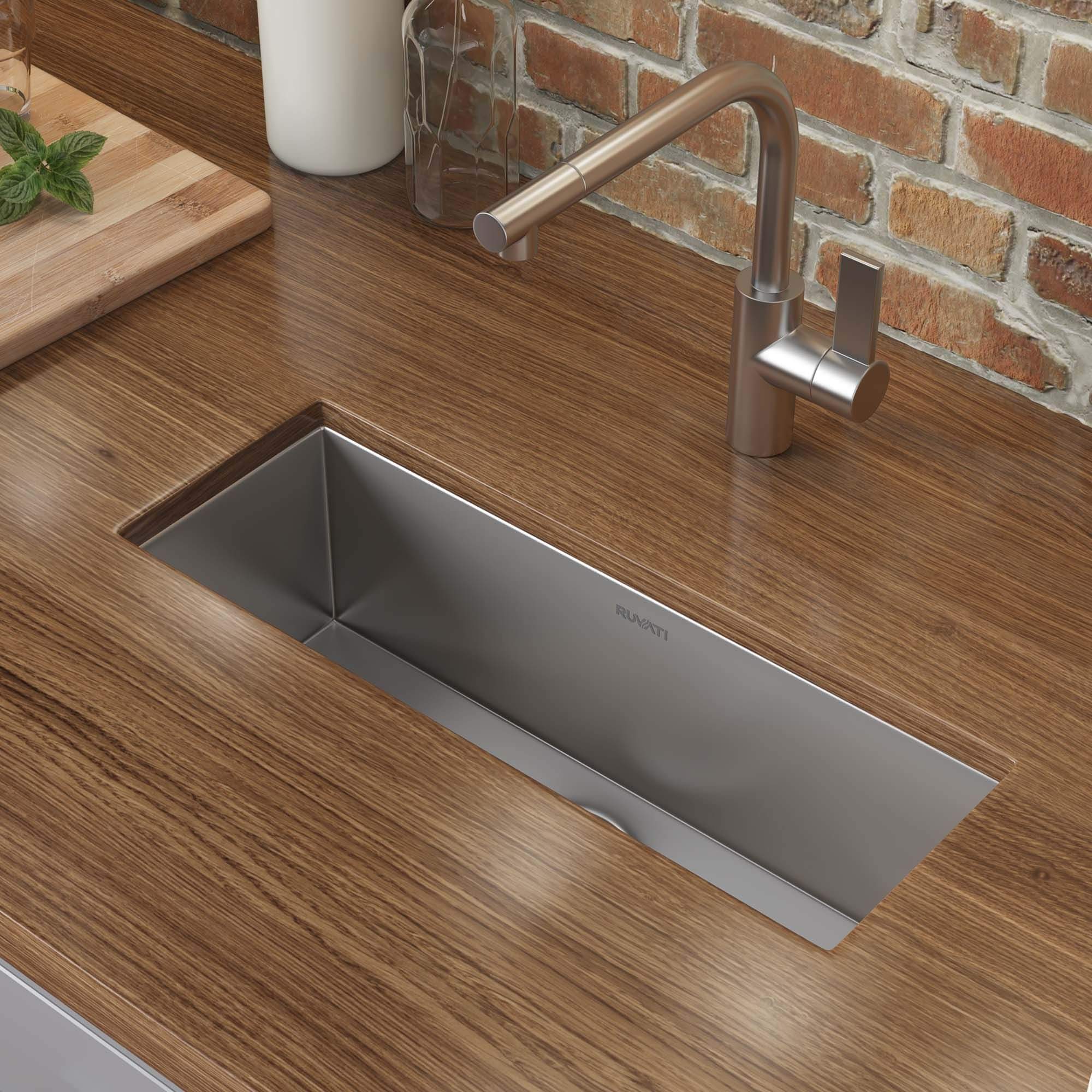 Ruvati 23" x 8" Bar Prep Sink Narrow Trough Undermount 16 Gauge Stainless Steel Single Bowl - RVH7120