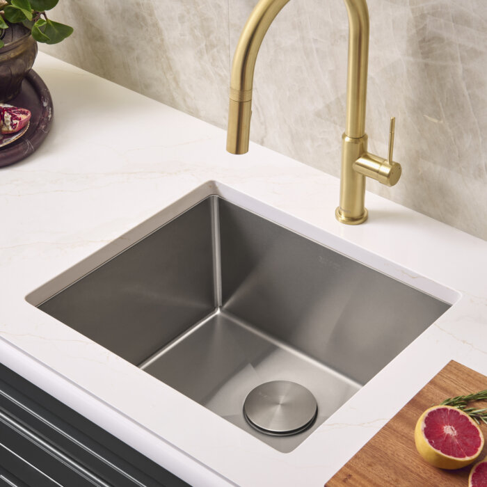 Undermount Stainless Steel 20 in. Radius Corner Single Bowl Bar and Prep Sink with Brushed Nickel Faucet Undermount Stainless Steel 20 in. Radius Corner Single Bowl Bar and Prep Sink with Brushed Nickel Faucet