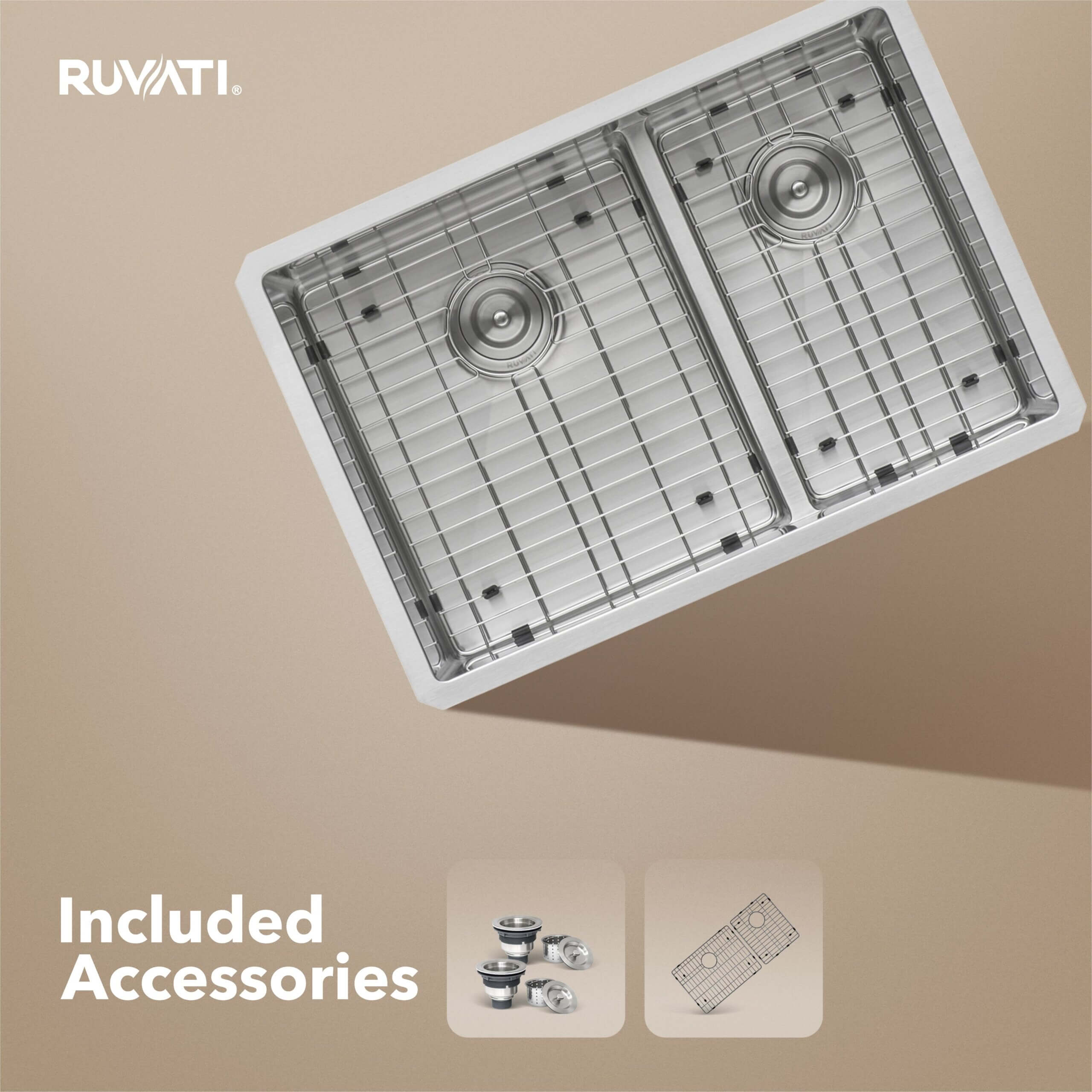 Ruvati 28-inch Low-Divide Undermount 60/40 Double Bowl Rounded