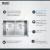 Ruvati 30-inch Undermount 50/50 Double Bowl Zero Radius 16 Gauge Stainless Steel Kitchen Sink - RVH7350