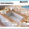 Ruvati 32-inch Undermount 16 Gauge Rounded Corners Kitchen Sink Stainless Steel Single Bowl - RVH7400