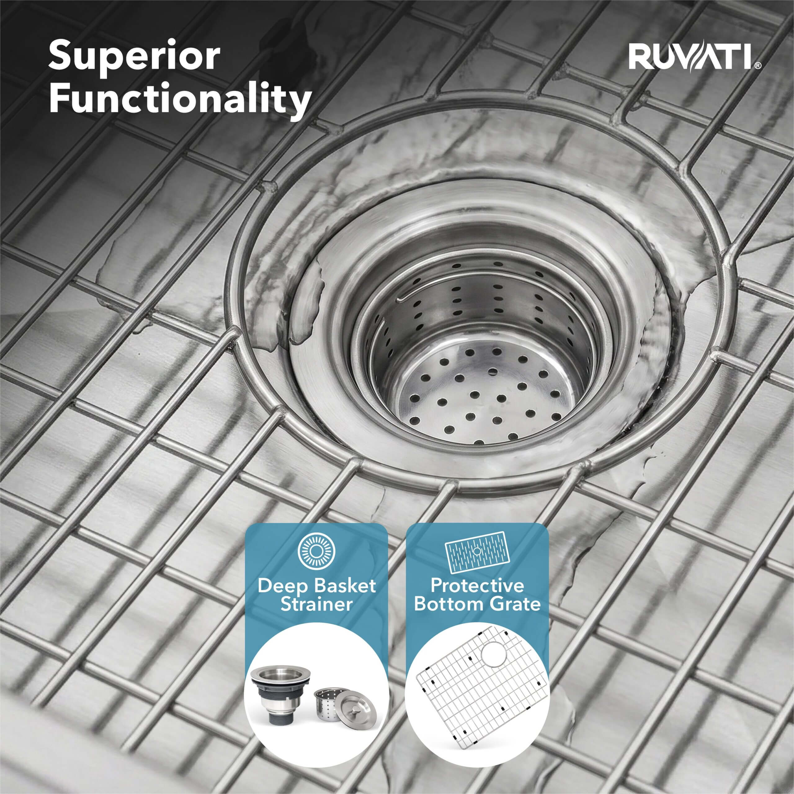 Ruvati 33-inch Low-Divide Undermount 60/40 Double Bowl 16 Gauge