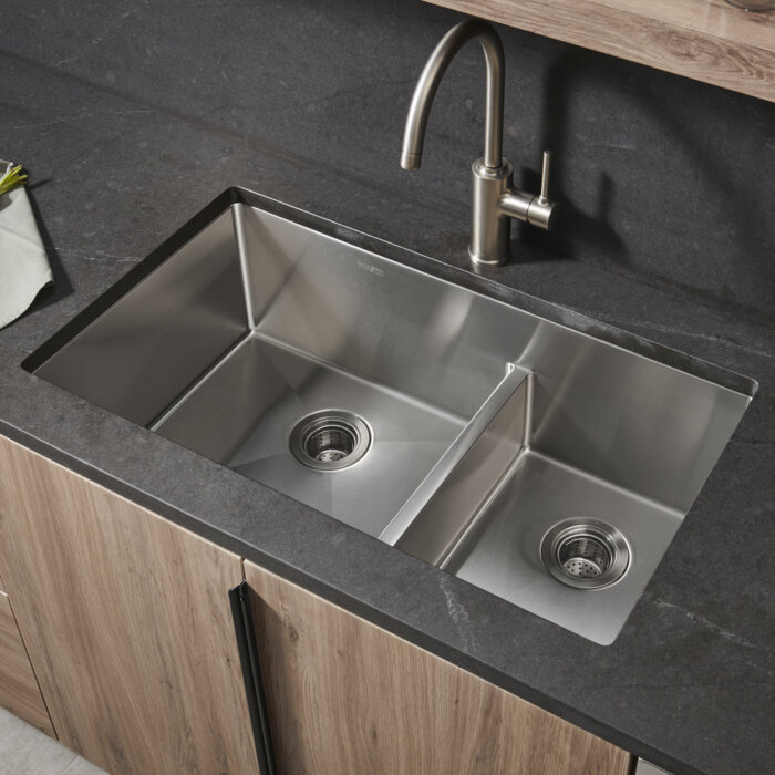Farmhouse Apron Front Undermount 16-Gauge Stainless Steel 33 in. 60/40 Double Bowl Kitchen Sink with Grids and Drains Farmhouse Apron Front Undermount 16-Gauge Stainless Steel 33 in. 60/40 Double Bowl Kitchen Sink with Grids and Drains