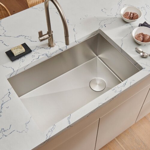 Ruvati 27-inch Slope Bottom Offset Drain Undermount Kitchen Sink Single Bowl Stainless Steel - RVH7470