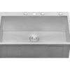 Ruvati 33 x 22 inch Drop-in Topmount 16 Gauge Zero Radius Stainless Steel Kitchen Sink Single Bowl - 4 holes - RVH8001
