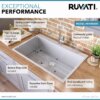 Ruvati 33 x 22 inch Drop-in 16 Gauge Stainless Steel Rounded Corners Topmount Kitchen Sink Single Bowl - RVH8005