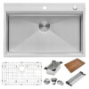 Ruvati 30 x 22 inch Workstation Drop-in Topmount Rounded Corners 16 Gauge Ledge Stainless Steel Kitchen Sink Single Bowl - RVH8030 Ruvati 30 x 22 inch Workstation Drop-in Topmount Rounded Corners 16 Gauge Ledge Stainless Steel Kitchen Sink Single Bowl - RVH8030