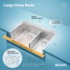Ruvati 33 x 22 inch Workstation Drop-in 60/40 Double Bowl Topmount Rounded Corners 16 Gauge Stainless Steel Ledge Kitchen Sink - RVH8035 Ruvati 33 x 22 inch Workstation Drop-in 60/40 Double Bowl Topmount Rounded Corners 16 Gauge Stainless Steel Ledge Kitchen Sink - RVH8035