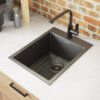 Ruvati 15 x 20 inch Gunmetal Black Stainless Steel Drop-in Topmount Bar Prep Sink Single Bowl - RVH8110BL