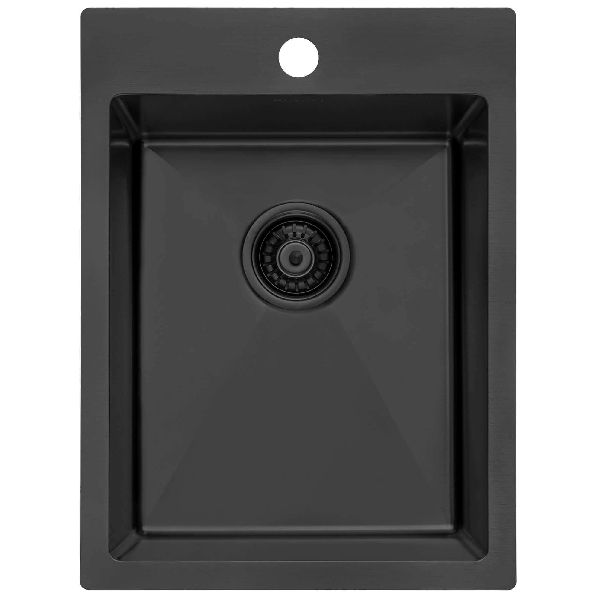 15 inch Gunmetal Black Stainless Steel Drop-in Topmount Bar Prep Sink Single Bowl - RVH8115BL view 1