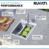 Ruvati 15 x 20 inch Workstation Drop-in Topmount Bar Prep RV Camper Van Sink 16 Gauge Stainless Steel - RVH8210