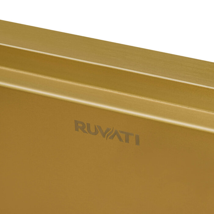 Ruvati 15 x 20 inch Polished Brass Matte Gold Stainless Steel Workstation Wet Bar Sink Drop-in Topmount - RVH8210GG