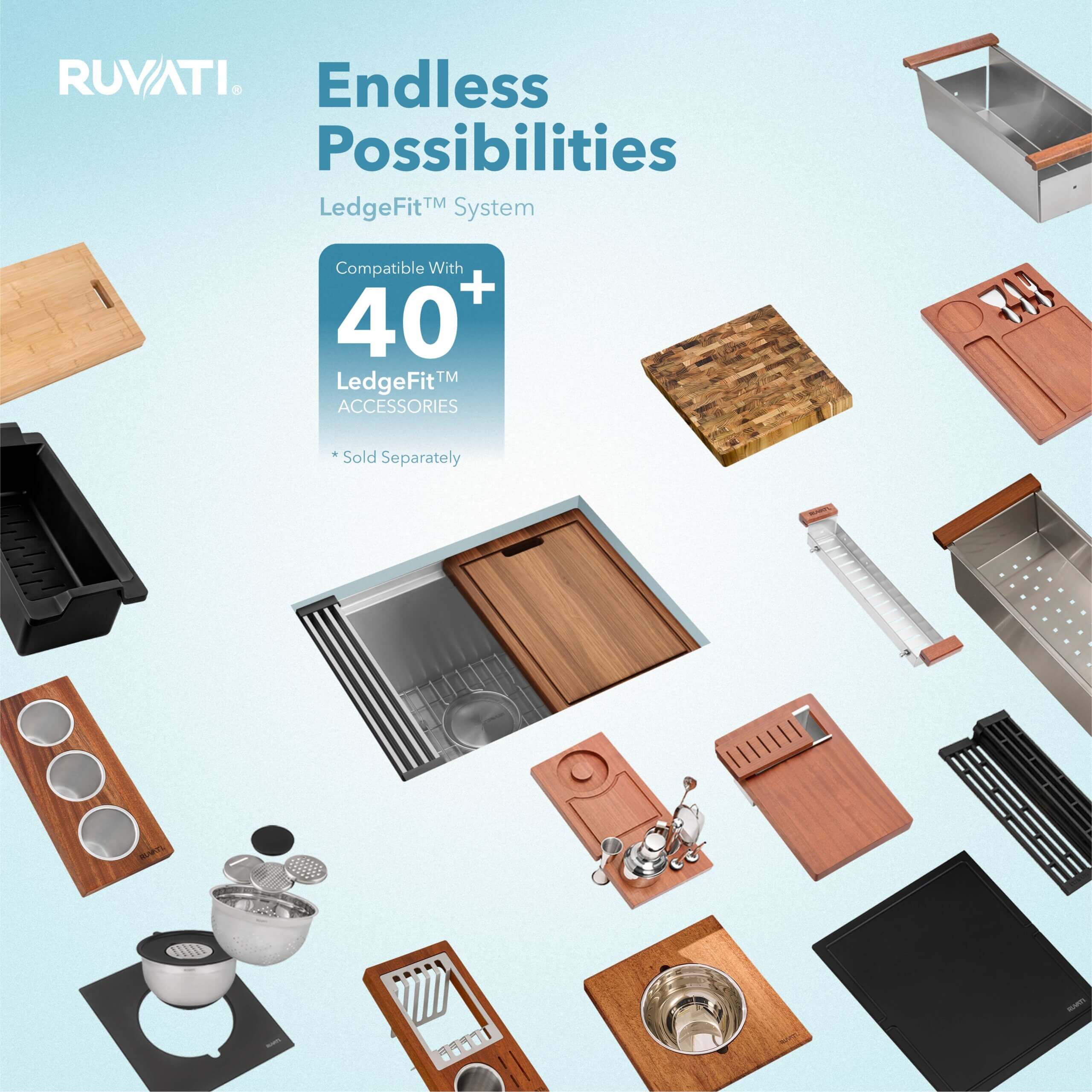 Ruvati 24-inch Workstation Rounded Corners Undermount Ledge