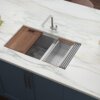 Ruvati 28-inch Workstation Sink 60/40 Double Bowl Undermount Low Divide 16 Gauge Stainless Steel - RVH8341