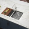 Ruvati 33-inch Workstation Ledge 50/50 Double Bowl Undermount 16 Gauge Stainless Steel Kitchen Sink - RVH8350