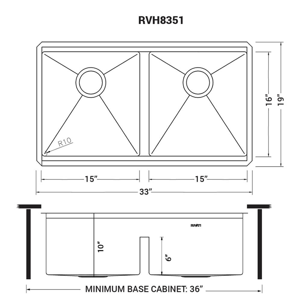 Tight Radius Undermount 16-Gauge Stainless Steel 33 in. Double Bowl 50/50 Ledge Workstation Kitchen Sink