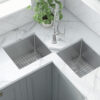 Ruvati Corner Butterfly Undermount Kitchen Sink 16 Gauge 44" Double Bowl - RVH8400