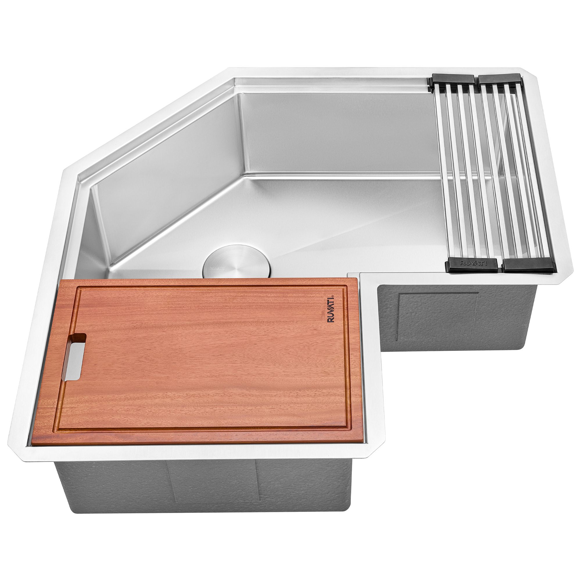 Ruvati Roma Pro Corner Workstation Stainless Steel Undermount Kitchen Sink - RVH8410ST Ruvati Roma Pro Corner Workstation Stainless Steel Undermount Kitchen Sink - RVH8410ST