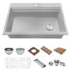 Ruvati 33-inch Workstation Two-Tiered Ledge Kitchen Sink Drop-in Topmount 16 Gauge Stainless Steel - RVH8424