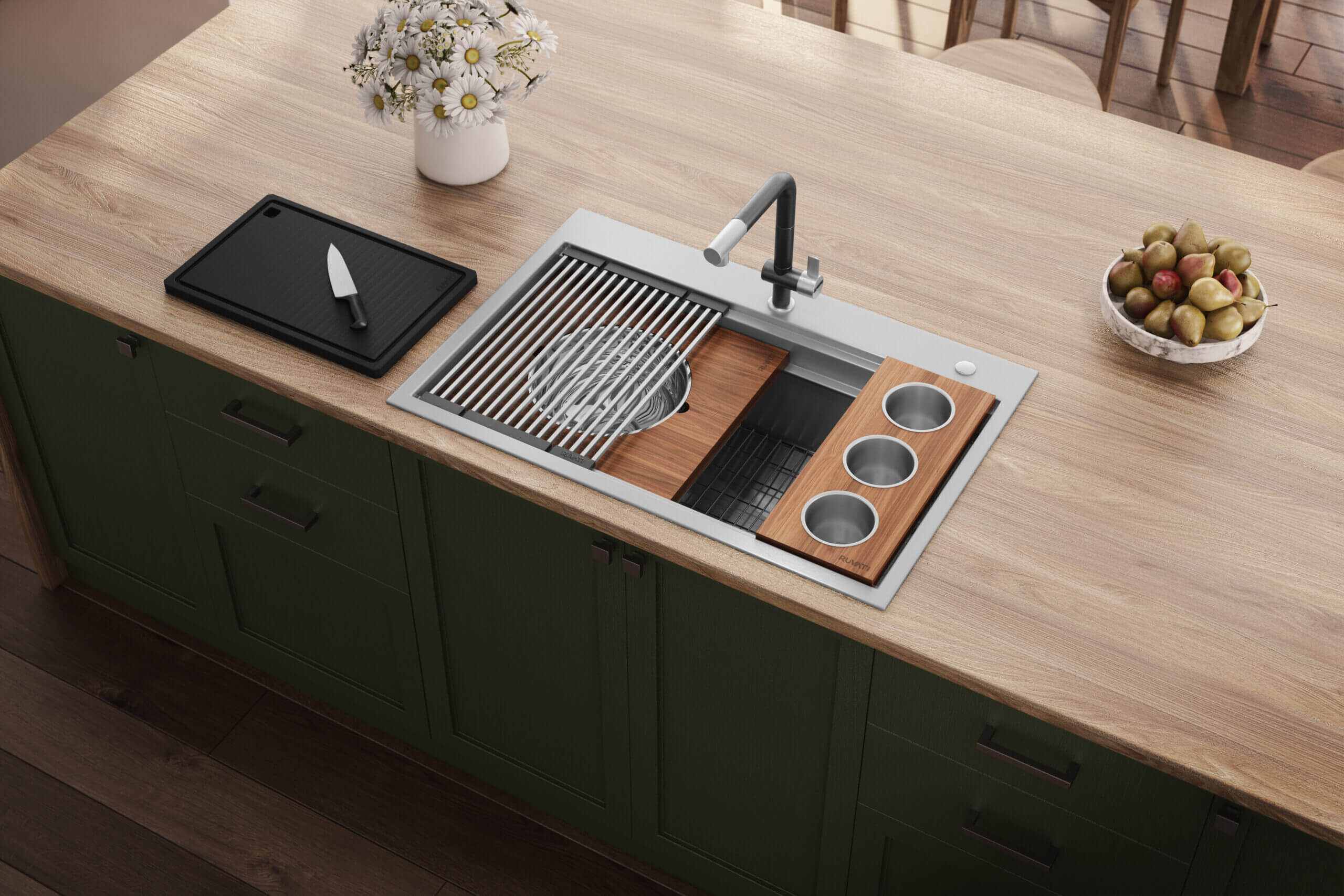 Ruvati 33inch Workstation TwoTiered Ledge Kitchen Sink Dropin