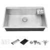 Ruvati 32-inch Glass Rinser and Sink Combo Workstation Ledge Undermount 16 Gauge Stainless Steel Kitchen Sink Single Bowl - RVH8512