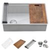 Ruvati 27-inch Workstation Slope Bottom Offset Drain Undermount 16 Gauge Kitchen Sink - RVH8570 Ruvati 27-inch Workstation Slope Bottom Offset Drain Undermount 16 Gauge Kitchen Sink - RVH8570