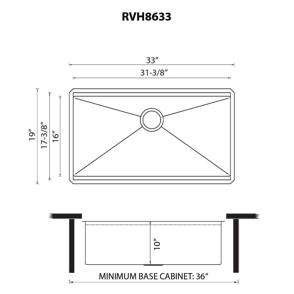 Ruvati HexBottom™ 33-inch Workstation Scratch Resistant