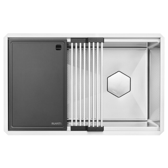 Ruvati HexBottom™ 30-inch Workstation Scratch Resistant Embossed Texture Slope Bottom Kitchen Sink Stainless Steel - RVH8830