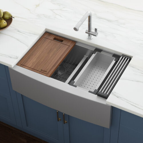 Farmhouse Apron Front Undermount 16-Gauge Stainless Steel 33 in. 60/40 Double Bowl Kitchen Sink with Grids and Drains Farmhouse Apron Front Undermount 16-Gauge Stainless Steel 33 in. 60/40 Double Bowl Kitchen Sink with Grids and Drains
