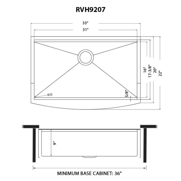 Ruvati 33-inch Gunmetal Black Workstation Apron-Front Stainless Steel Kitchen Sink - RVH9207BL