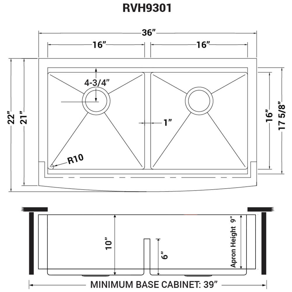 36 Apron Front Workstation Low Divide Double Bowl 50 50 Farmhouse Kitchen Sink 16 Gauge Stainless Steel Ruvati Usa