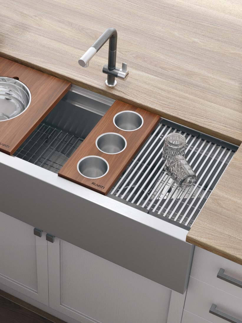 New Dual Tier 45-Inch Workstation Farm Sink By Ruvati Combines Good Looks and High Performance