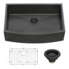 Ruvati 33-inch Apron-Front Farmhouse Kitchen Sink - Gunmetal Black Matte Stainless Steel Single Bowl - RVH9733BL