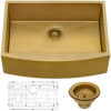 Ruvati 33-inch Apron-Front Farmhouse Kitchen Sink - Matte Gold Stainless Steel Single Bowl - RVH9733GG