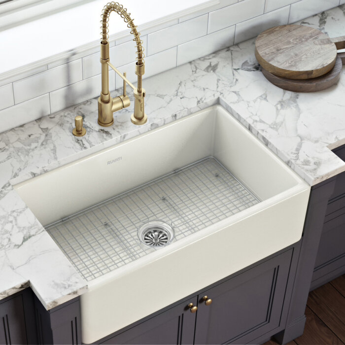 Biscuit Fireclay Reversible Kitchen Sink