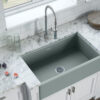 Ruvati 30 x 20 inch Fireclay Reversible Farmhouse Apron-Front Kitchen Sink Single Bowl - Horizon Gray - RVL2100GR
