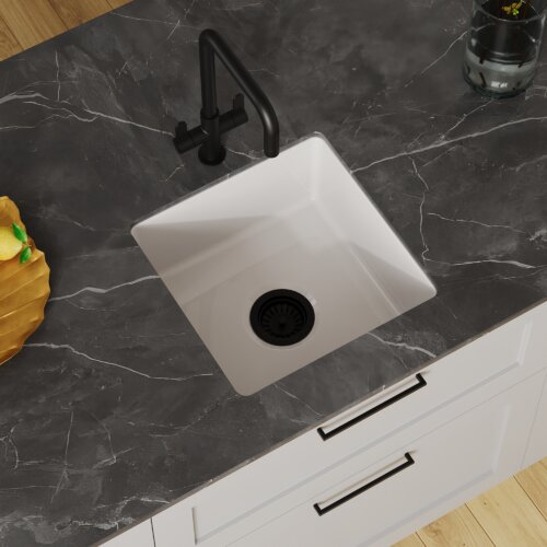 Ruvati 18 inch Fireclay Glossy White Undermount Wet Bar Prep Kitchen Sink Single Bowl - RVL2118WH