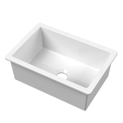 Ruvati 28 inch White Fireclay Undermount Kitchen Sink Single Bowl Glossy Farmhouse Style - RVL2228WH
