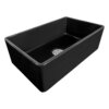 Ruvati 33 x 20 inch Fireclay Reversible Farmhouse Apron-Front Kitchen Sink Single Bowl - Glossy Black - RVL2300BK