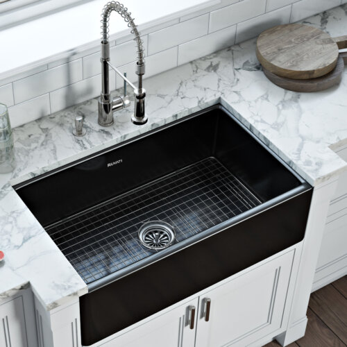Glossy Black Fireclay Reversible Sink
