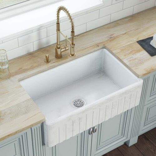 Distressed White Reversible Fireclay Sink