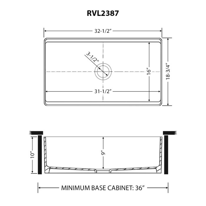 Ruvati 33 inch Fireclay Workstation Farmhouse Kitchen Sink Apron Front Single Bowl Biscuit Sand - RVL2387BS