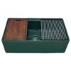 Ruvati 33 inch Fireclay Workstation Emerald Green Farmhouse Kitchen Sink Apron Front Single Bowl - RVL2387EG