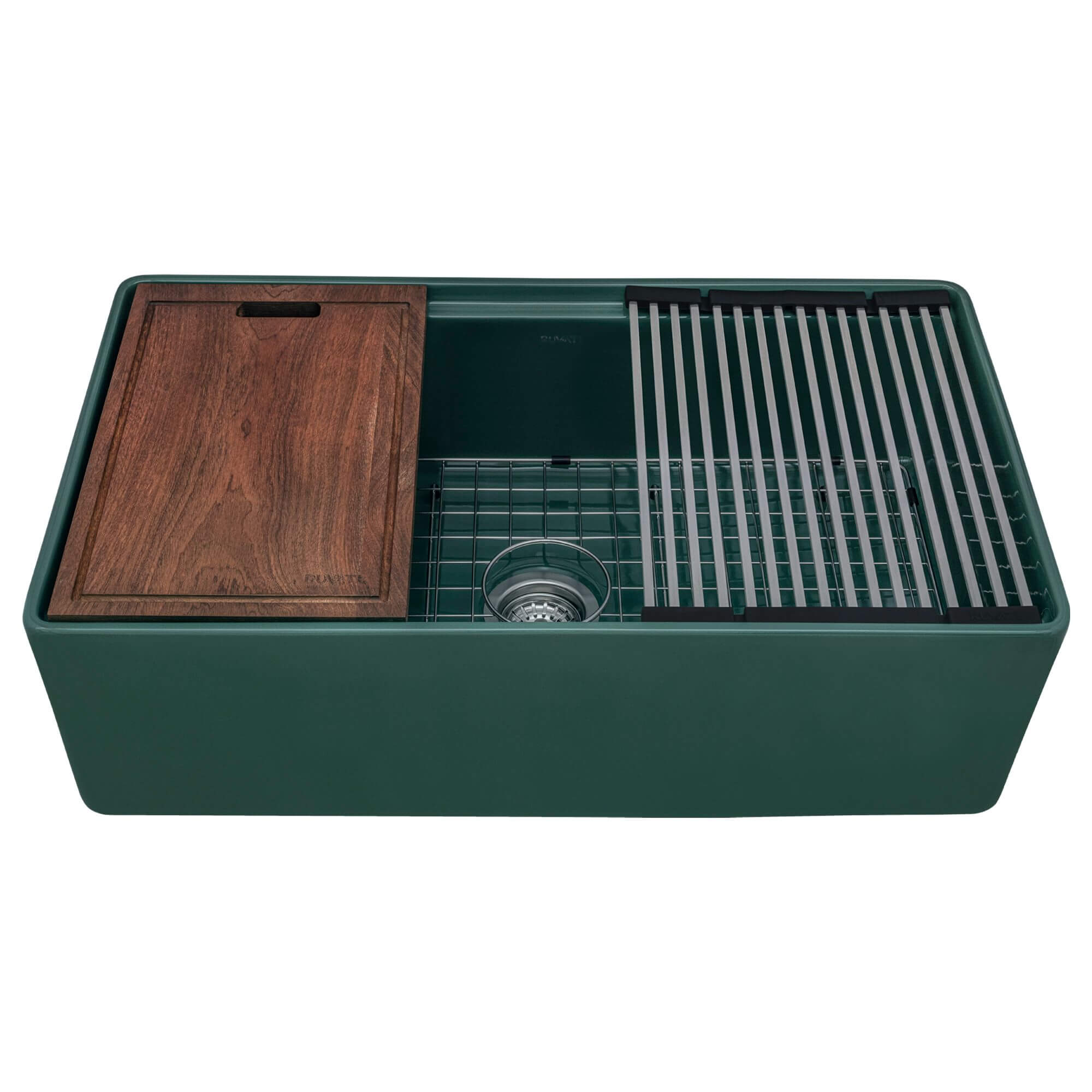 Ruvati 33 inch Fireclay Workstation Emerald Green Farmhouse Kitchen ...