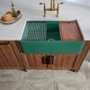 Ruvati 33 inch Fireclay Workstation Emerald Green Farmhouse Kitchen Sink Apron Front Single Bowl - RVL2387EG