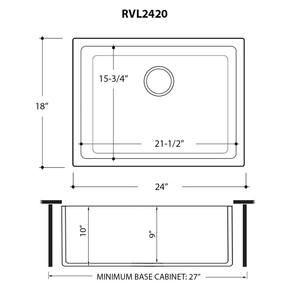 Ruvati 24-inch Fireclay Undermount / Drop-in Topmount