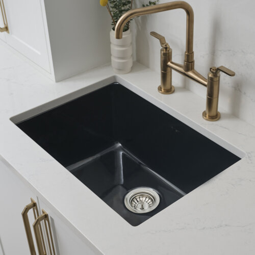 Glossy Black Dual Mount Fireclay Sink