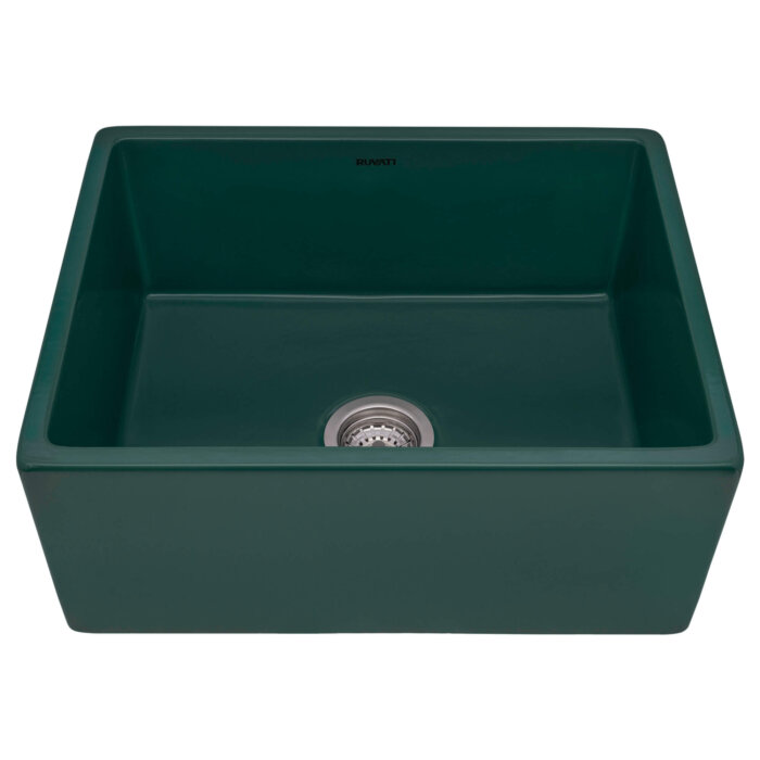 Ruvati 23-inch Fireclay Farmhouse Kitchen Laundry Utility Sink Single Bowl - Emerald Green - RVL2468EG