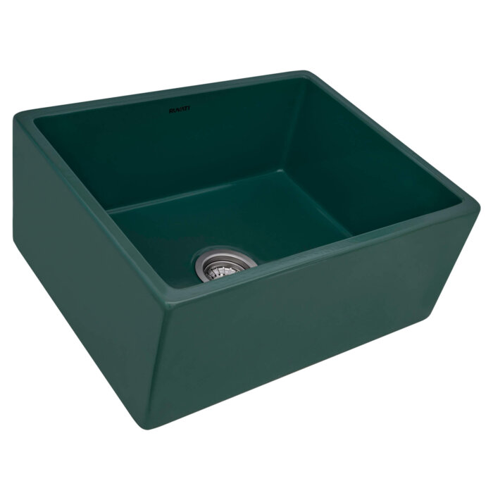 Ruvati 23-inch Fireclay Farmhouse Kitchen Laundry Utility Sink Single Bowl - Emerald Green - RVL2468EG